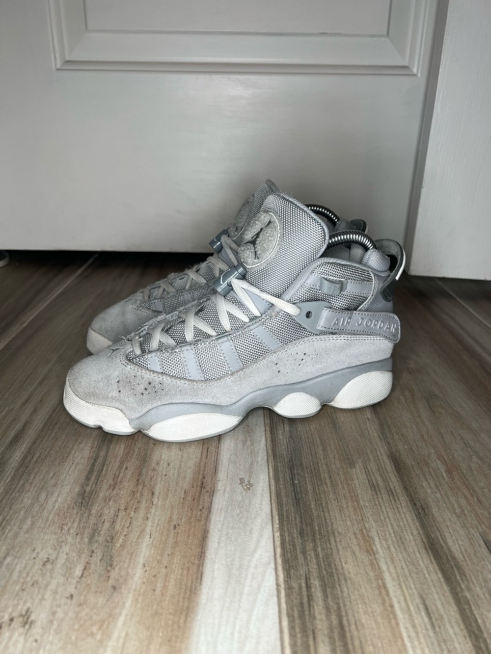 Jordan 6 Rings Sneakers Shoes Wolf Grey Youth Size 4.5Y